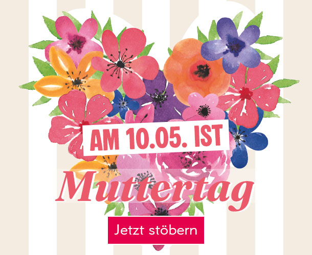 Shoppe Muttertagsgeschenke bei Nanu-Nana Ein Blumenherz auf gestreiftem Hintergrund verlinkt auf Muttertag