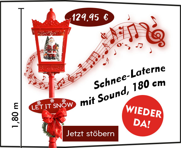 Shoppe die XXL-Schnee-Laterne bei Nanu-Nana Große Weihnachtslaterne mit Schneefall und Sound verlinkt auf Schnee-Laterne mit Sound