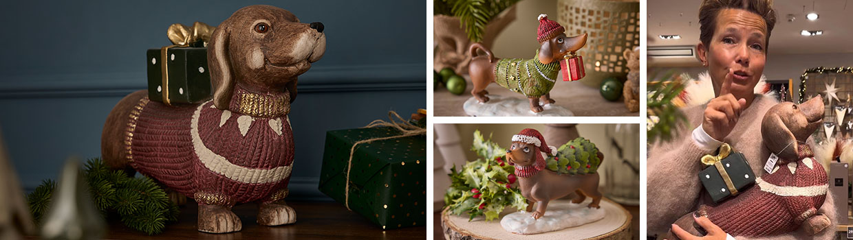 Weihnachtliche Dackel-Produkte wird präsentiert