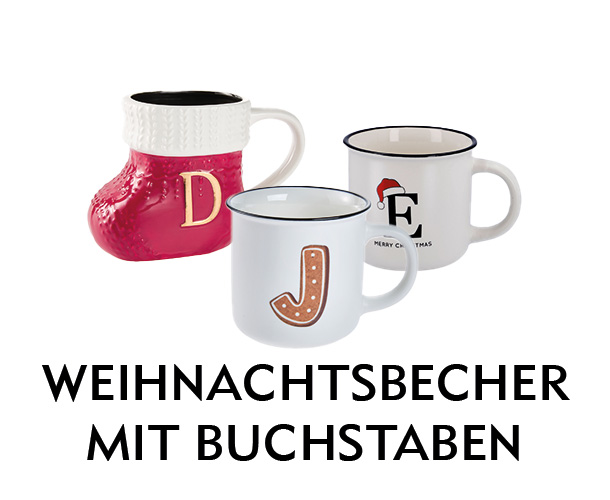 Weihnachtsbecher mit Buchstaben