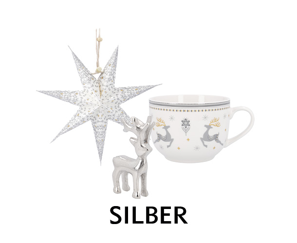 Silberne Weihnachtsdeko